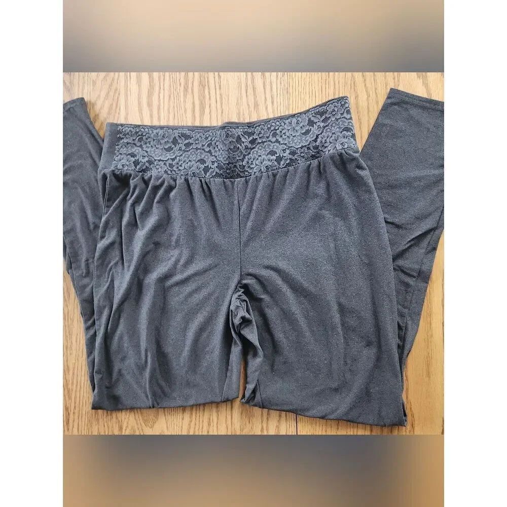 P45 Maurices Women's Lacy-Waist Charcoal Lounge Leggings